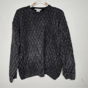 MENS KNIGHTSBRIDGE GRAY PULLOVER ARGYLE SWEATER SZ L